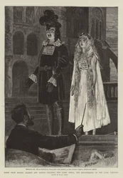 Scene fra Messers Gilbert og Alfred Celliers New Comic Opera, The Mountebanks på Lyric Theatre